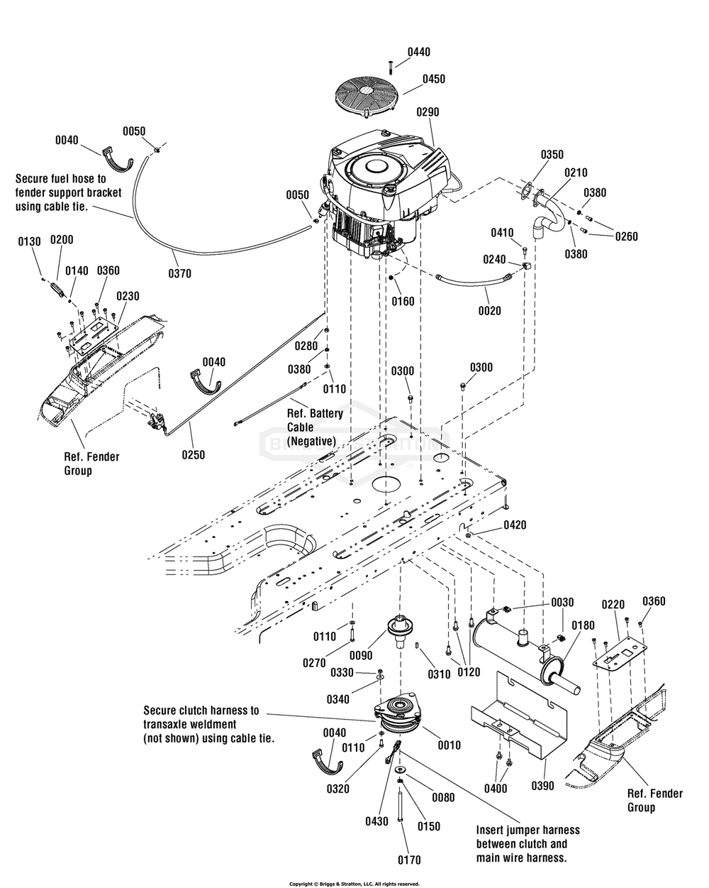 Engine Group - 21hp Briggs And Stratton Diagram and Parts List for 7800820A (C950-60106-1)(2011) Briggs and Stratton Lawn Tractor